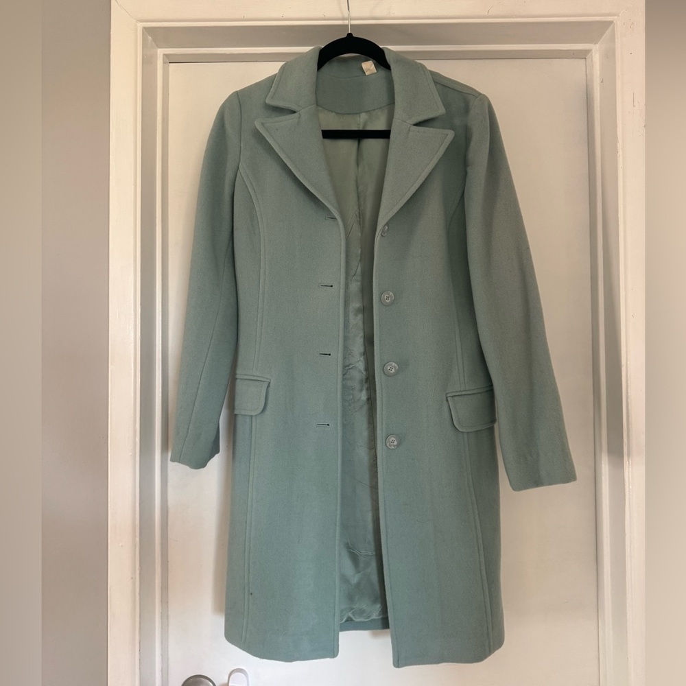 Vintage BP robins egg blue wool coat size M